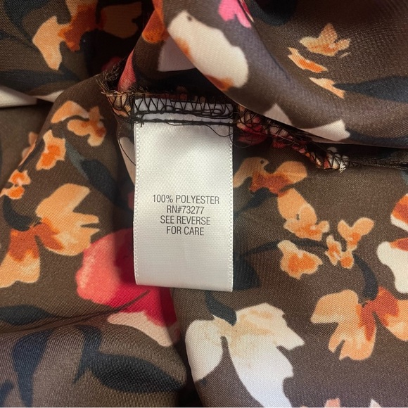 NWT Croft & Barrow Women's Long Sleeve Blouse Brown Floral Size XL - Picture 7 of 10